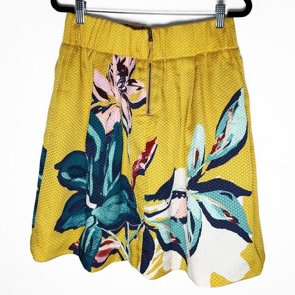 Anthropologie X Maeve Women's Tropicale Skirt Textured Mini Skirt Pleats Pockets - Picture 6 of 16